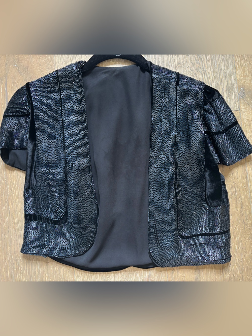Anna Sui Black Sequin-Trim Open Front Jacket 2
